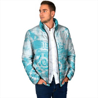 Teal Ribbon Cervical Cancer Awareness Padded Jacket Not Going Down Without A Fight Tie Dye - Wonder Print Shop