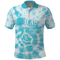Teal Ribbon Cervical Cancer Awareness Polo Shirt Not Going Down Without A Fight Tie Dye - Wonder Print Shop