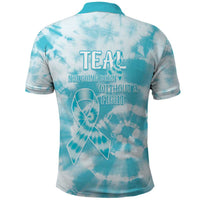 Teal Ribbon Cervical Cancer Awareness Polo Shirt Not Going Down Without A Fight Tie Dye - Wonder Print Shop