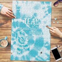 Teal Ribbon Cervical Cancer Awareness Puzzle Not Going Down Without A Fight Tie Dye - Wonder Print Shop