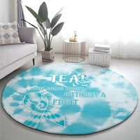 Teal Ribbon Cervical Cancer Awareness Round Carpet Not Going Down Without A Fight Tie Dye - Wonder Print Shop