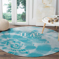 Teal Ribbon Cervical Cancer Awareness Round Carpet Not Going Down Without A Fight Tie Dye - Wonder Print Shop