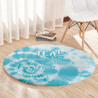 Teal Ribbon Cervical Cancer Awareness Round Carpet Not Going Down Without A Fight Tie Dye - Wonder Print Shop