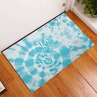 Teal Ribbon Cervical Cancer Awareness Rubber Doormat Not Going Down Without A Fight Tie Dye - Wonder Print Shop