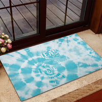 Teal Ribbon Cervical Cancer Awareness Rubber Doormat Not Going Down Without A Fight Tie Dye - Wonder Print Shop