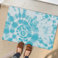 Teal Ribbon Cervical Cancer Awareness Rubber Doormat Not Going Down Without A Fight Tie Dye - Wonder Print Shop