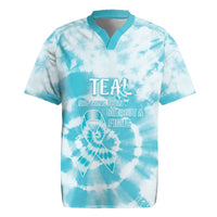 Teal Ribbon Cervical Cancer Awareness Rugby Jersey Not Going Down Without A Fight Tie Dye - Wonder Print Shop