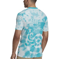 Teal Ribbon Cervical Cancer Awareness Rugby Jersey Not Going Down Without A Fight Tie Dye - Wonder Print Shop
