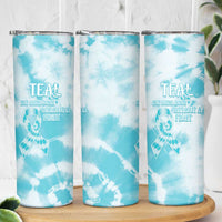 Teal Ribbon Cervical Cancer Awareness Skinny Tumbler Not Going Down Without A Fight Tie Dye - Wonder Print Shop