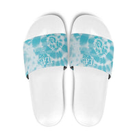 Teal Ribbon Cervical Cancer Awareness Slide Sandals Not Going Down Without A Fight Tie Dye - Wonder Print Shop