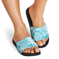 Teal Ribbon Cervical Cancer Awareness Slide Sandals Not Going Down Without A Fight Tie Dye - Wonder Print Shop