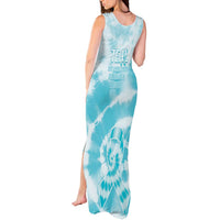 Teal Ribbon Cervical Cancer Awareness Tank Maxi Dress Not Going Down Without A Fight Tie Dye - Wonder Print Shop