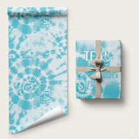 Teal Ribbon Cervical Cancer Awareness Wrapping Paper Not Going Down Without A Fight Tie Dye - Wonder Print Shop