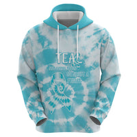 Teal Ribbon Cervical Cancer Awareness Zip Hoodie Not Going Down Without A Fight Tie Dye - Wonder Print Shop