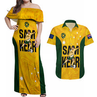 Australia Soccer Couples Matching Off Shoulder Maxi Dress and Hawaiian Shirt Sam Kerr Matildas Proud 2023 World Cup Yellow - Wonder Print Shop