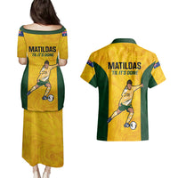 Australia Soccer Couples Matching Puletasi Dress and Hawaiian Shirt Sam Kerr Matildas Proud 2023 World Cup Yellow - Wonder Print Shop