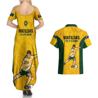 Australia Soccer Couples Matching Summer Maxi Dress and Hawaiian Shirt Sam Kerr Matildas Proud 2023 World Cup Yellow - Wonder Print Shop
