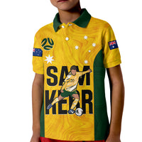Australia Soccer Kid Polo Shirt Sam Kerr Matildas Proud 2023 World Cup Yellow - Wonder Print Shop