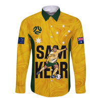 Australia Soccer Long Sleeve Button Shirt Sam Kerr Matildas Proud 2023 World Cup Yellow - Wonder Print Shop