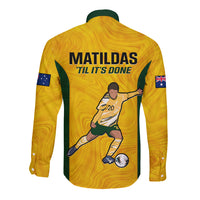 Australia Soccer Long Sleeve Button Shirt Sam Kerr Matildas Proud 2023 World Cup Yellow - Wonder Print Shop