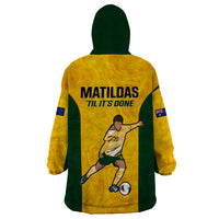 Australia Soccer Wearable Blanket Hoodie Sam Kerr Matildas Proud 2023 World Cup Yellow - Wonder Print Shop