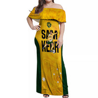 Custom Australia Soccer Off Shoulder Maxi Dress Sam Kerr Matildas Proud 2023 World Cup Yellow - Wonder Print Shop