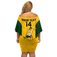 Custom Australia Soccer Off Shoulder Short Dress Sam Kerr Matildas Proud 2023 World Cup Yellow - Wonder Print Shop