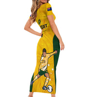 Custom Australia Soccer Short Sleeve Bodycon Dress Sam Kerr Matildas Proud 2023 World Cup Yellow - Wonder Print Shop