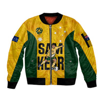 Custom Australia Soccer Sleeve Zip Bomber Jacket Sam Kerr Matildas Proud 2023 World Cup Yellow - Wonder Print Shop