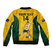 Custom Australia Soccer Sleeve Zip Bomber Jacket Sam Kerr Matildas Proud 2023 World Cup Yellow - Wonder Print Shop