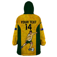 Custom Australia Soccer Wearable Blanket Hoodie Sam Kerr Matildas Proud 2023 World Cup Yellow - Wonder Print Shop