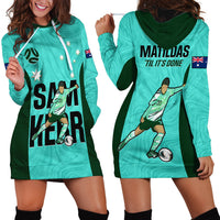 Australia Soccer Hoodie Dress Sam Kerr Matildas Proud 2023 World Cup Turquoise - Wonder Print Shop