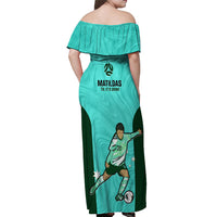 Australia Soccer Off Shoulder Maxi Dress Sam Kerr Matildas Proud 2023 World Cup Turquoise - Wonder Print Shop