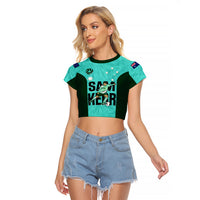 Australia Soccer Raglan Cropped T Shirt Sam Kerr Matildas Proud 2023 World Cup Turquoise - Wonder Print Shop