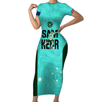 Australia Soccer Short Sleeve Bodycon Dress Sam Kerr Matildas Proud 2023 World Cup Turquoise - Wonder Print Shop