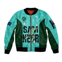 Australia Soccer Sleeve Zip Bomber Jacket Sam Kerr Matildas Proud 2023 World Cup Turquoise - Wonder Print Shop