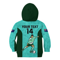 Custom Australia Soccer Kid Hoodie Sam Kerr Matildas Proud 2023 World Cup Turquoise - Wonder Print Shop