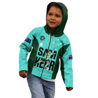 Custom Australia Soccer Kid Hoodie Sam Kerr Matildas Proud 2023 World Cup Turquoise - Wonder Print Shop