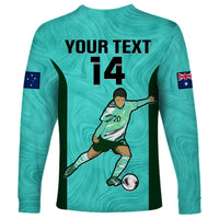 Custom Australia Soccer Long Sleeve Shirt Sam Kerr Matildas Proud 2023 World Cup Turquoise - Wonder Print Shop