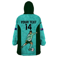 Custom Australia Soccer Wearable Blanket Hoodie Sam Kerr Matildas Proud 2023 World Cup Turquoise - Wonder Print Shop