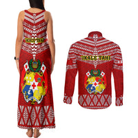 Tonga Rugby Couples Matching Tank Maxi Dress and Long Sleeve Button Shirts 2023 World Cup Tongan Kupesi Ngatu Pattern - Wonder Print Shop