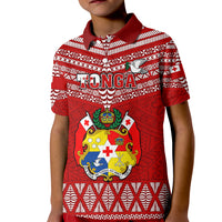 Tonga Rugby Kid Polo Shirt 2023 World Cup Tongan Kupesi Ngatu Pattern - Wonder Print Shop