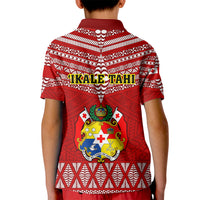 Tonga Rugby Kid Polo Shirt 2023 World Cup Tongan Kupesi Ngatu Pattern - Wonder Print Shop
