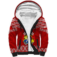 Tonga Rugby Sherpa Hoodie 2023 World Cup Tongan Kupesi Ngatu Pattern - Wonder Print Shop