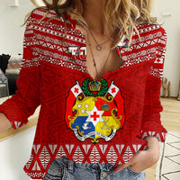 Tonga Rugby Women Casual Shirt 2023 World Cup Tongan Kupesi Ngatu Pattern - Wonder Print Shop