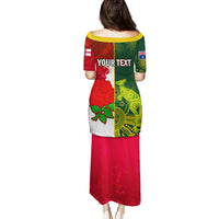 Personalised Australia And England Rugby Puletasi Indigenous Wallabies With Red Roses Sporty Version - Wonder Print Shop