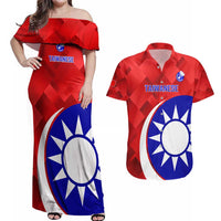 Personalised Taiwan Badminton Couples Matching Off Shoulder Maxi Dress and Hawaiian Shirt 2024 Taiwanese Proud Dynamic Style - Wonder Print Shop
