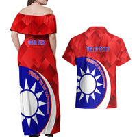 Personalised Taiwan Badminton Couples Matching Off Shoulder Maxi Dress and Hawaiian Shirt 2024 Taiwanese Proud Dynamic Style - Wonder Print Shop