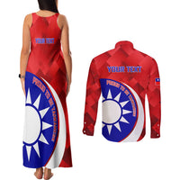 Personalised Taiwan Badminton Couples Matching Tank Maxi Dress and Long Sleeve Button Shirt 2024 Taiwanese Proud Dynamic Style - Wonder Print Shop
