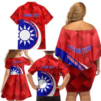 Personalised Taiwan Badminton Family Matching Off Shoulder Short Dress and Hawaiian Shirt 2024 Taiwanese Proud Dynamic Style - Wonder Print Shop